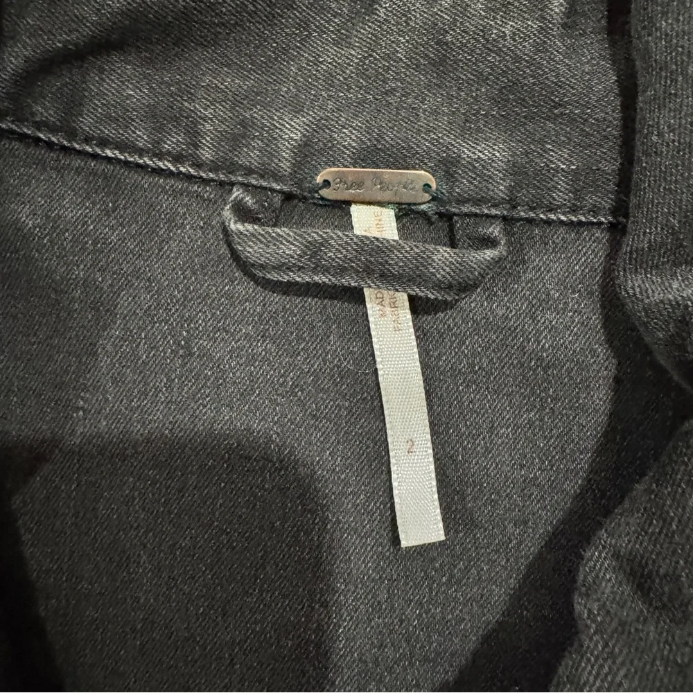 Free People Black Lace-Panel Denim Jacket - Picture 3 of 5